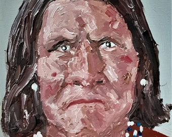 Geronimo 5 x 7 Inch Original Impasto Oil Unframed