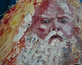 Jamey Johnson Impasto Oil Painting - Distressed Pine Frame