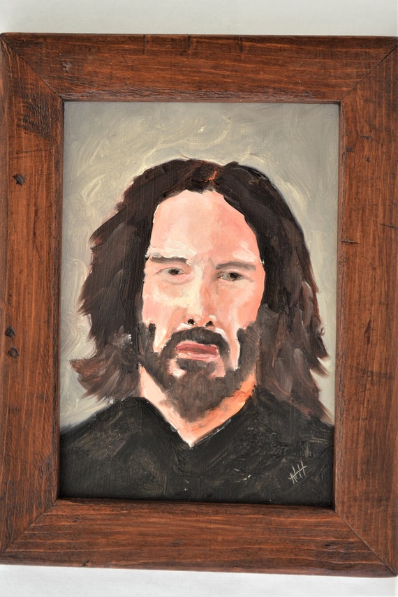 Keanu Reeves Original Oil 5 X 7 Painting With Frame By Noel Etsy