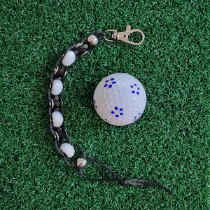 Beaded Golf Stroke Counter: Black & White Glass Beads, Clip-on Accessory