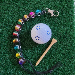 Beaded Golf Stroke Counter: Multi-Color Glass Beads, Ladies Golf Accessory