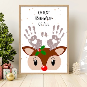 Reindeer Handprint Printable  Craft| Kids Handprint Crafts |Handprint Reindeer| Holiday Handprint Crafts| Handprint Christmas Art|