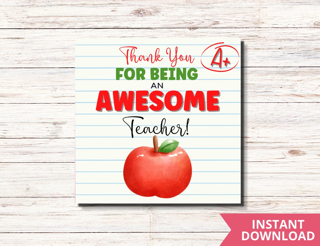 Thank You for Being an AWESOME Teacher TAG Printable| Teacher Thank You ...