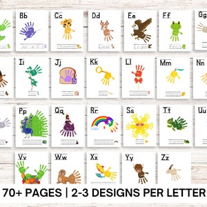 Handprint Alphabet Art Craft Book, ABC Handprint Art Book,  Preschool Printables Alphabet lABC Handprint Art Pack | Baby ABC Printable Book