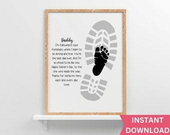 Father's Day Footprint Poem| Gift For Dad | Kids Baby Toddler Keepsake | Father's Day Footprint Art Craft | Father Footprint Art