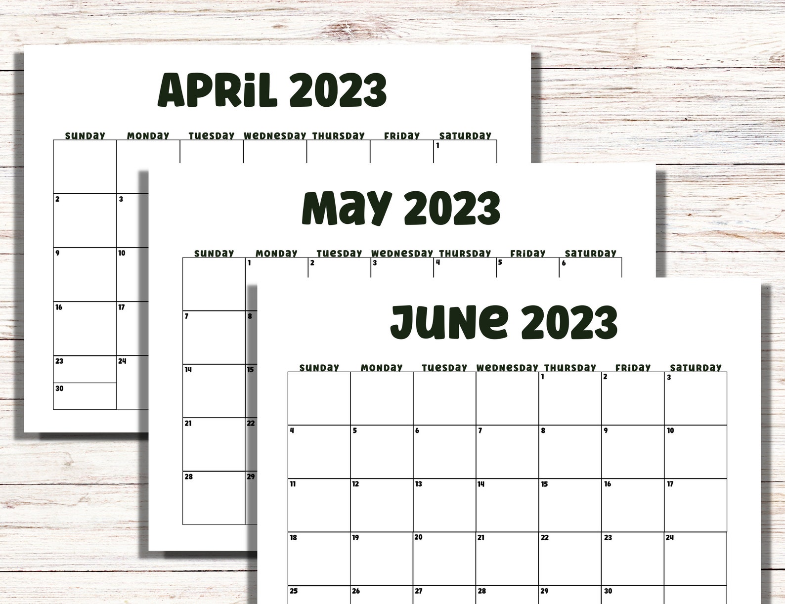 2023 Year Calendar Printable Calendars 2023 Printable Monthly Etsy