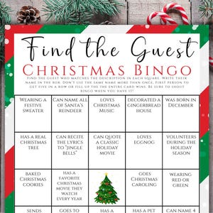 Christmas Mingle Bingo, Christmas Games, Holiday Party Bingo, Find the Guest Bingo, Workplace Bingo, Find Someone Who Christmas Bingo