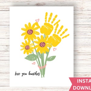 Flower Handprint Art| Handprint Gift for mom or grandma| Valentine, birthday, mother&#39;s dayHandprint|    Bouquet Handprint