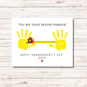 Feliz Día de los Abuelos 2024 Tarjeta de arte con huellas de manos Recuerdo de los abuelos del nieto /Día de los abuelos con recuerdos de arte con huellas de manos/