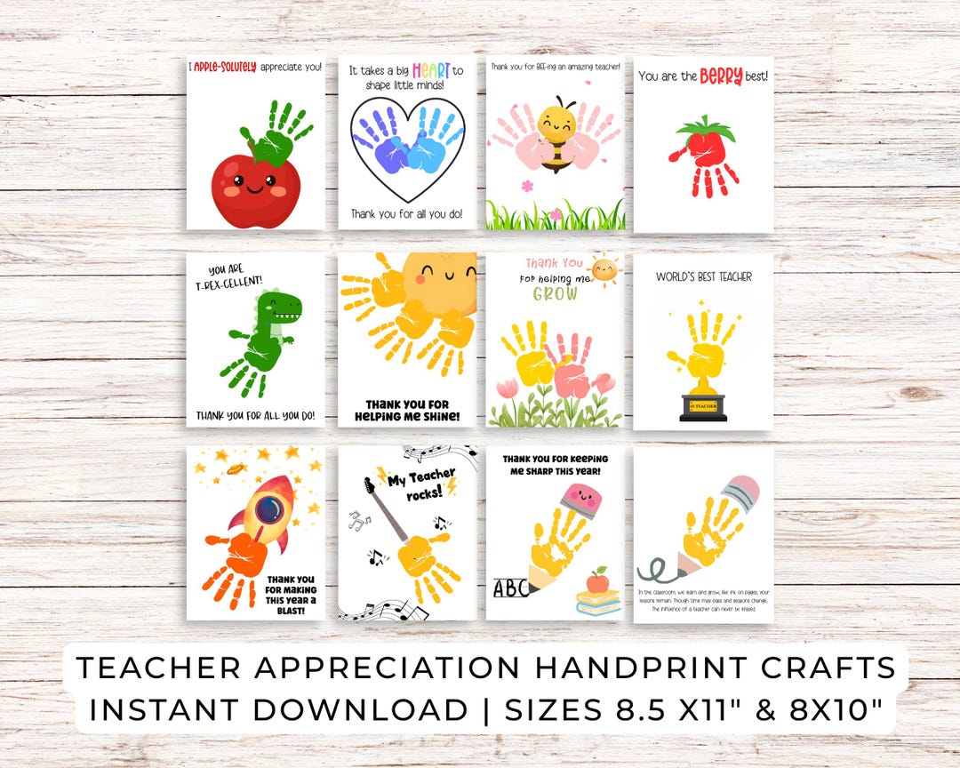 Teacher Appreciation Handprint Art, Printable Kids Craft, Thank You ...