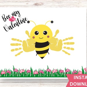 BEE Valentine&#39;s Handprint Art| Valentine&#39;s Day Handprint Art Craft | February Handprint Art|  Kids Handprint Art| Toddler Handprint Art