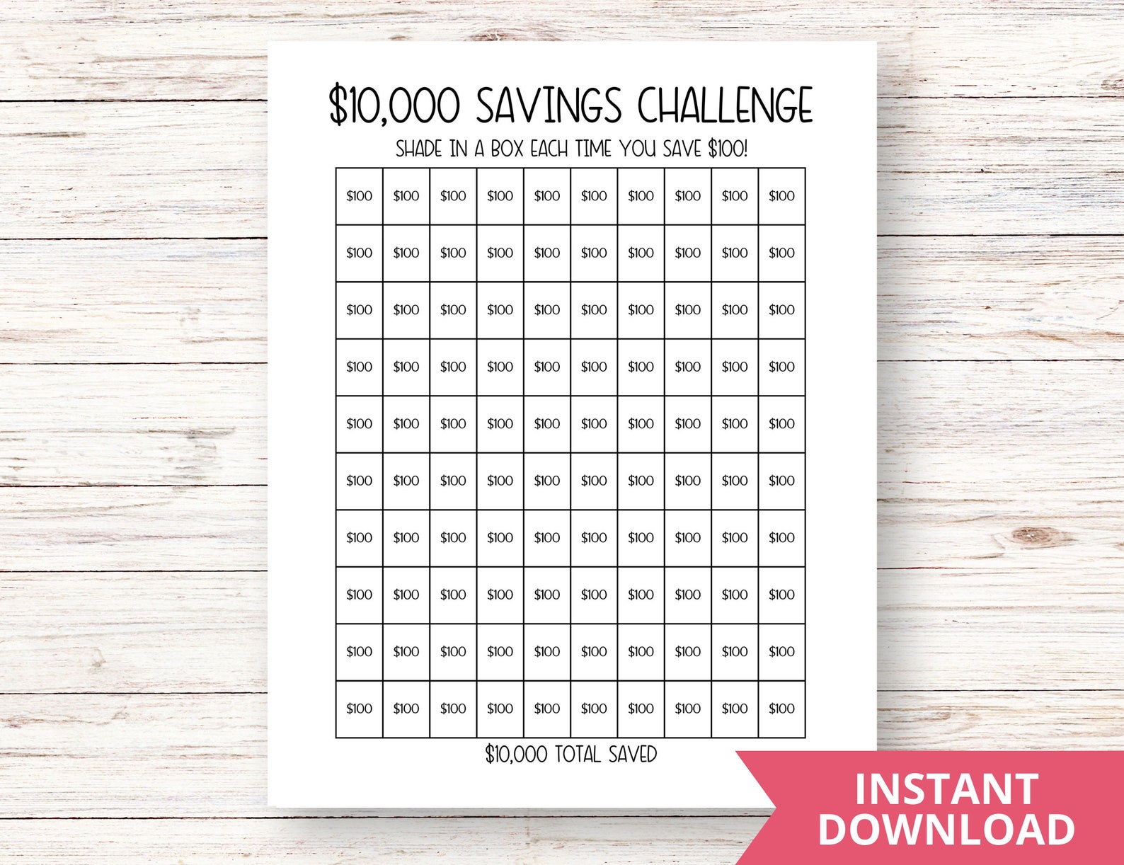 10k Savings Challenge Printable Money Challenge 10000 Money Challenge ...