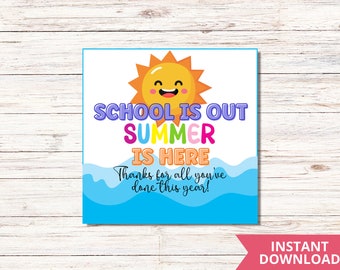 Teacger gift tag for beach towel Printable Tag| Teacher Thank you Gift| End of Year Thank You Note to Teacher| End of Year Gift Ideas |