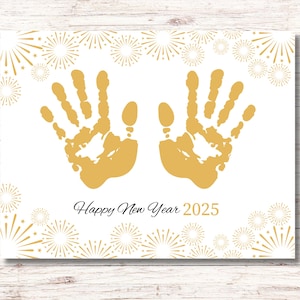 2025 Neujahr Handabdruck - Kinder Kleinkind Basteln - Neujahr Andenken - DIY Handabdruck Aktivität