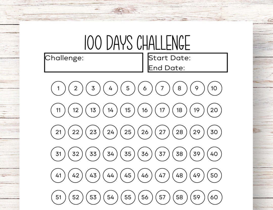 100 Days Challenge Printable Goal Setting Tracker Habits Printable ...