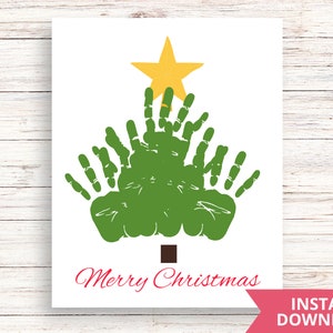 Christmas Tree Handprint Art Craft Keepsake | Kids Handprint Christmas Crafts Ideas| Christmas Craft Toddlers| Daycare Preschool Activities