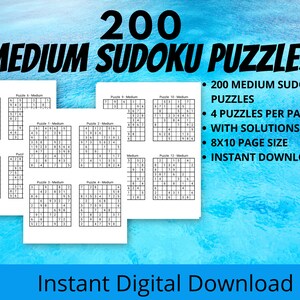 50 easy sudoku printable puzzles for adults volume 1brain etsy