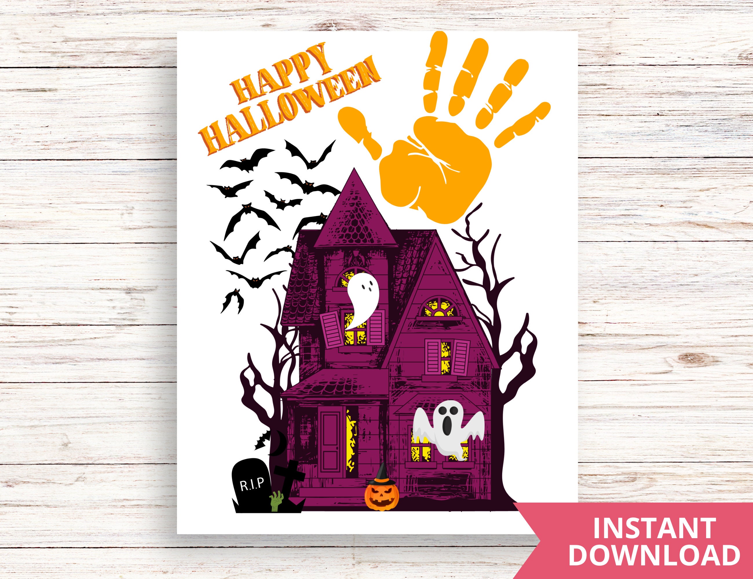 Happy Halloween Handprint Art Craft Keepsake Halloween Activities…