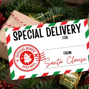 North Pole Special Delivery from Santa Christmas Gift Tags| Printable Secret Santa Tags| Secret Santa Tags| Holiday Party Favor Tags|