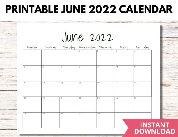 printable june 2022 calendar page june calendar 2022 june etsy
