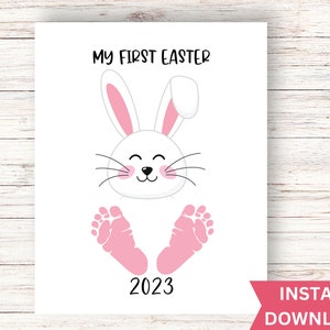 My First Easter Bunny Footprint Art Craft| Easter Footprint Craft| Easter Keepsake| Easter Footprint Art