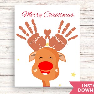 Reindeer Handprint printable  Craft| Christmas Handprint Art Craft Keepsake |Christmas Handprint Ideas| Christmas Crafts Ideas|