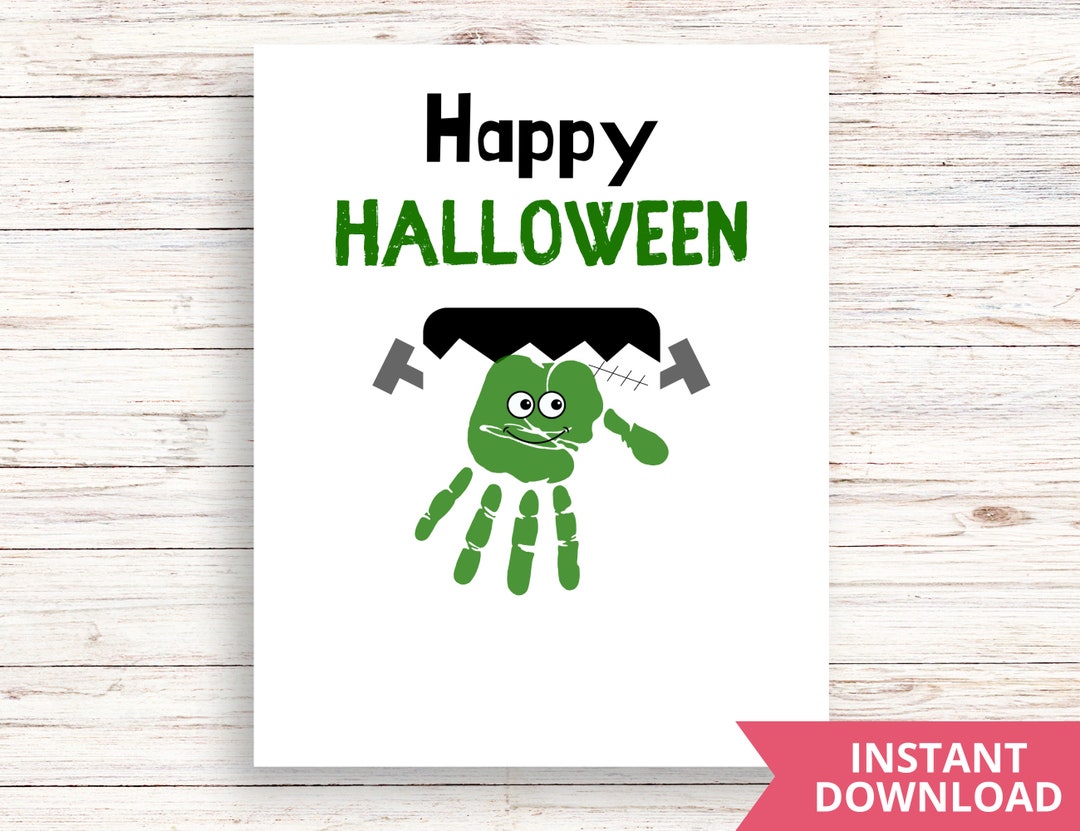 Frankenstein Handprint Art Craft Halloween Activities Halloween Craft