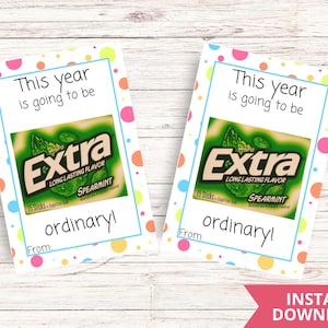 Dit jaar wordt EXTRA gewoon | Gum Tag afdrukbaar | Terug naar school-cadeaukaartjes| Cadeaukaartjes voor studenten | Leraar Cadeaukaartjes |