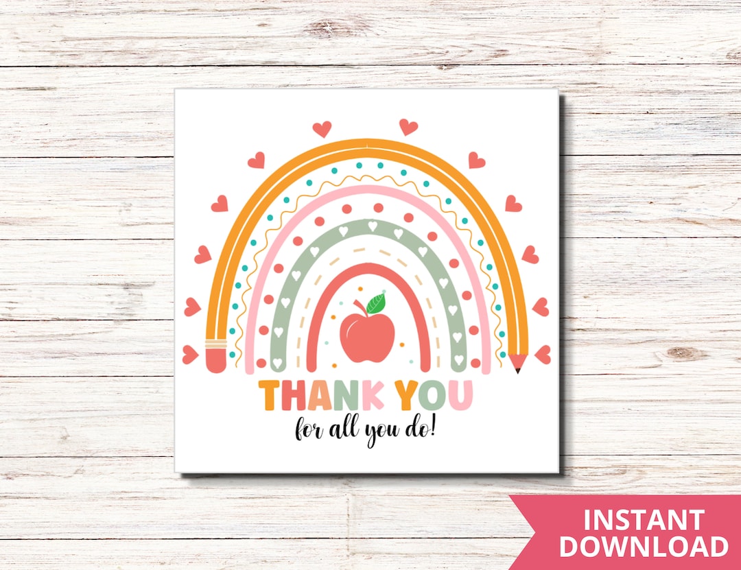 Thankyou Tag Printable, Thank You for All You Do Tag, Teacher ...