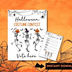 Halloween-Kostüm-Wahlkarten, druckbare Wahlkarten, druckbare Vorlagen für die besten Kostüme, lustiges Halloween-Party-Spiel