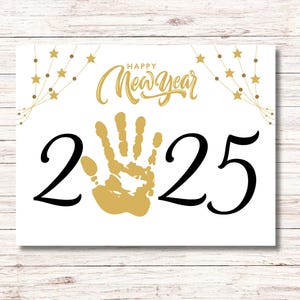 2025 New Years Handprint Art - Holiday Craft for Kids - New Year Printable, preschool, kindergarten, daycare, kids, baby, toddler kids craft