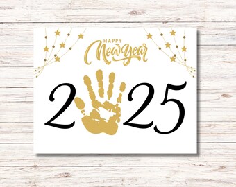2025 New Years Handprint Art - Holiday Craft for Kids - New Year Printable, preschool, kindergarten, daycare, kids, baby, toddler kids craft