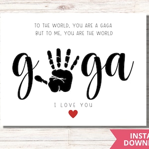 Gaga Handprint Art Gift from Kids| Handprint Poem for Father&#39;s Day Gift |Kids Baby Toddler Keepsake |Grandparents Day Handprint Art
