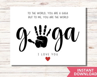 Gaga Handprint Art Gift from Kids| Handprint Poem for Father's Day Gift |Kids Baby Toddler Keepsake |Grandparents Day Handprint Art