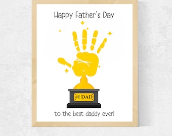 Handprint Trophy for Dad, DIY Father's Day Gift, Kids Keepsake Art, Printable Handprint Craft, Best Dad Award