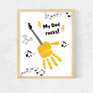 my dad rocks printable handprint craft, Gift From Kids,  Fathers Day  Handprint Craft Keepsake card, From Daughter or son To Dad Handprint