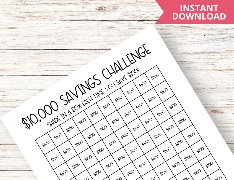 10k Savings Challenge Printable Money Challenge 10000 Money Challenge ...