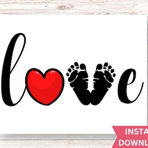 LOVE Footprint Art Craft| Footprint Art Printable| Footprint Keepsake| Love Footprints