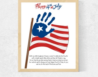 July 4th handprint art, 4Th Of July Handprint Craft, Handprint American Flag craft, Fourth of July  Kids Handprint Art, 4Th Of July Activity