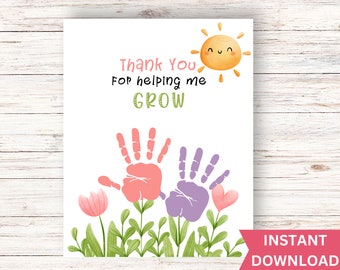 Handprint Art for Grandparents| Handprint Grandparents Gift| Thank You for Helping Me Grow Handprint|