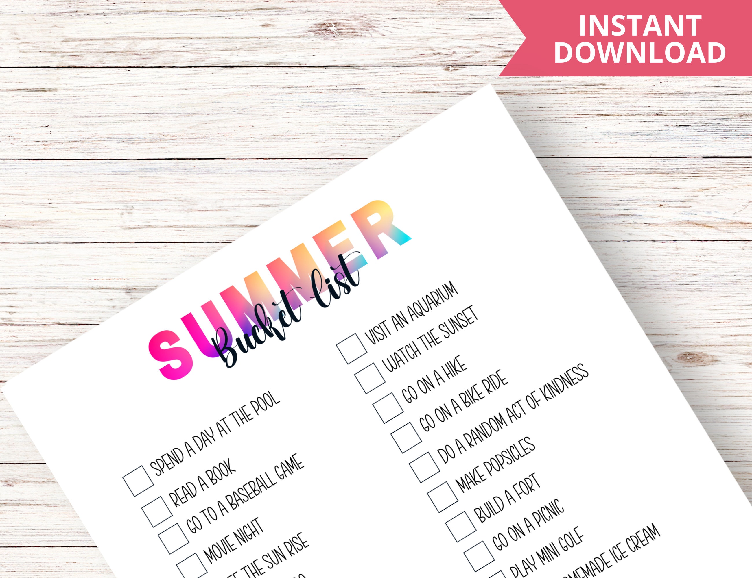 Summer Bucket List Printable for Kids Template |summer Break Activities ...