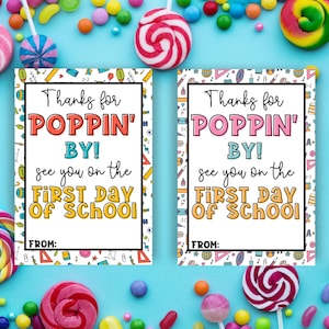 Thanks for Popping by Lollipop Tag, Meet The Teacher, Open House, Back To School Lollipop Tag, Student Gift tag, Lollipop tag