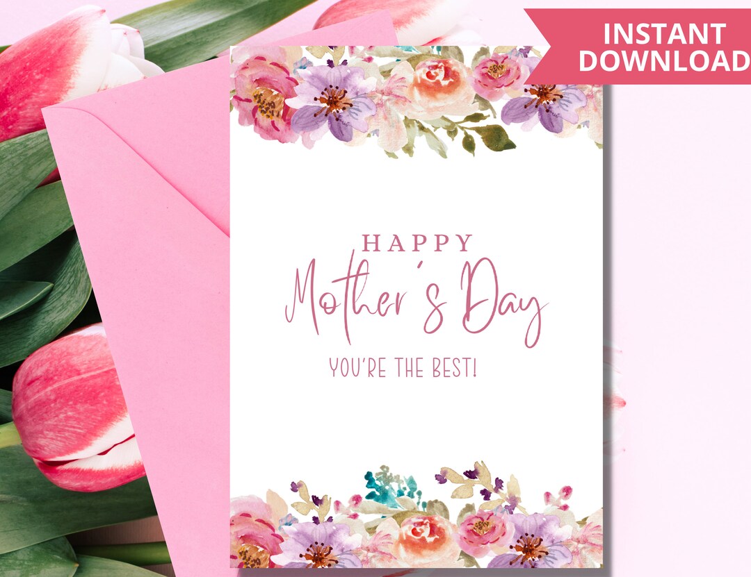 Printable Happy Mother's Day Card for Mom| Mother's Day Card Printable ...