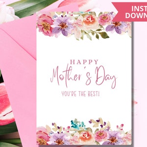Tarjeta Imprimible Feliz Día de la Madre para Mamá/ Tarjeta Día de la Madre Imprimible/ Imprimibles Día de la Madre/Tarjetas Imprimibles Día de la Madre PDF