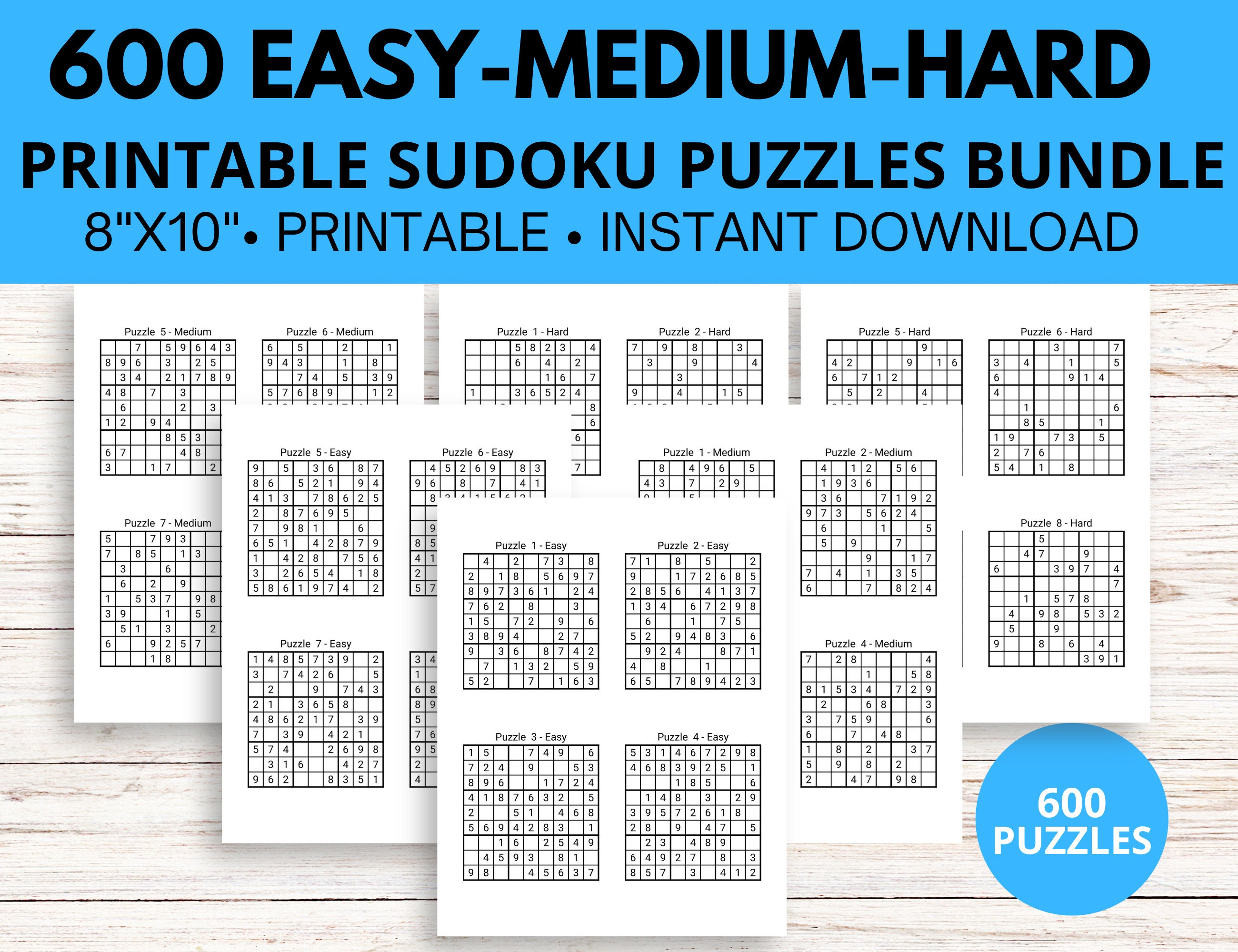 600 Sudoku Puzzles Printable Bundle Volume 1200 Sudoku Easy Etsy