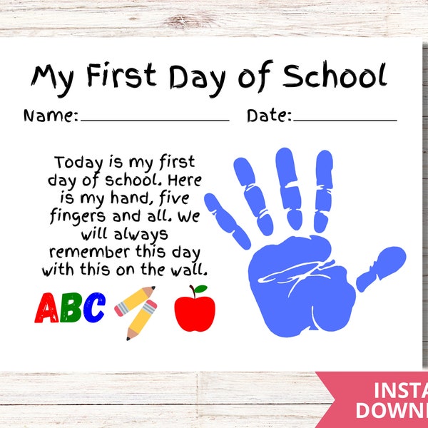 First day of School Handprint Art Craft Keepsake Template |Back to School Poem| Classroom Activity