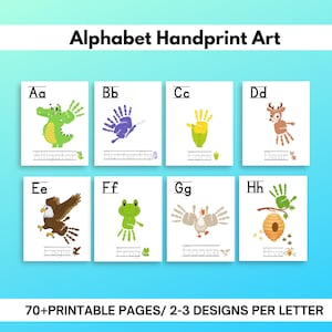Alphabet Handprint Art Craft Book |ABC Handprint Art Book| Preschool Printables Alphabet lABC Handprint Art Pack | Baby ABC Printable Book