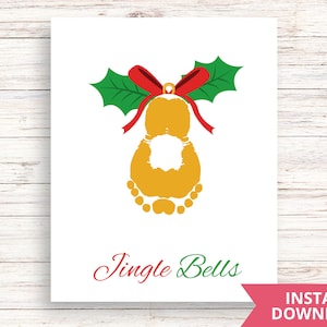 Christmas Bell Footprint Art Craft Keepsake |Christmas Footprint Ideas| Footprint Jingle Bells| Christmas Crafts Toddlers Ideas|