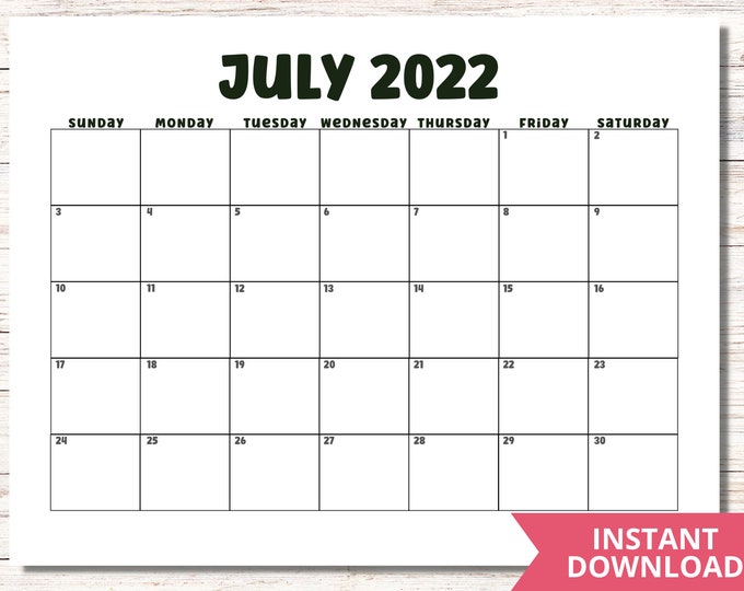 printable july 2022 calendar page july calendar 2022 july etsy denmark