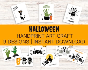 Happy Halloween Handprint Art Craft Keepsake |Halloween Handprint Crafts|Fall Handprint Craft| Handprint Keepsake|Halloween craft Printables